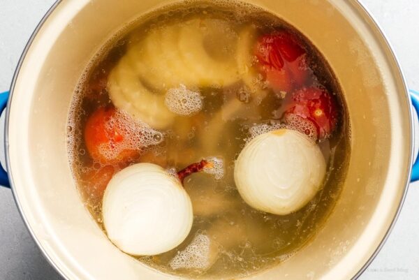 simmering bun rieu soup | www.iamafoodblog.com